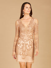 Load image into Gallery viewer, Long Sleeve Beaded Cocktail Dress - Grey/Navy/Rose Gold