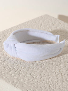 Knotted Terry Headband, White