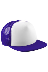 Vintage Plain Snap-Back Trucker Cap - Purple/White