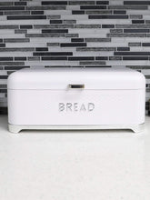 Load image into Gallery viewer, Michael Graves Design Soho Swing Up Lid Tin Bread Box, White