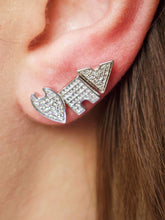 Load image into Gallery viewer, Skyscraper Triangle Diamond Stud Earrings in Sterling Silver