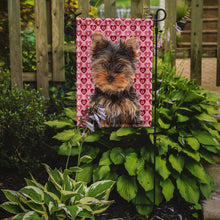 Load image into Gallery viewer, Hearts Love And Valentine&#39;s Day Yorkie Puppy / Yorkshire Terrier Garden Flag 2-Sided 2-Ply