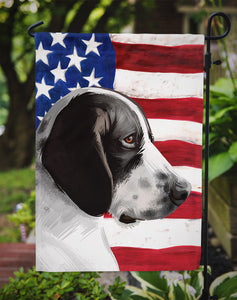 11 x 15 1/2 in. Polyester Braque d'Auvergne Dog American Flag Garden Flag 2-Sided 2-Ply