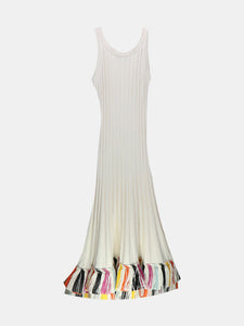 Oscar De La Renta Women's White Multi Sleeveless Silk Midi Dress - S