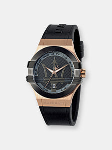 Maserati Watch R8851108002 Potenza Date Window, Luminescent, 24-Hour Display-Black / Rose-Gold