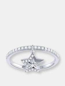 Lucky Star Diamond Charm Ring In Sterling Silver