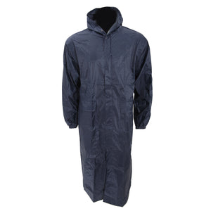 Mens Long Length Waterproof Hooded Coat/Jacket (Navy)