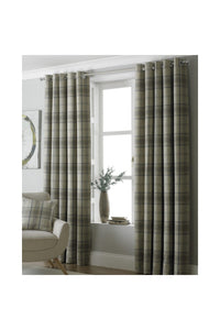Riva Home Aviemore Checked Pattern Ringtop Curtains/Drapes (Natural) (46 x 54inch)