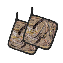 Load image into Gallery viewer, Deer Horns  on Faux Burlap Pair of Pot Holders