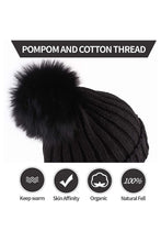 Load image into Gallery viewer, Beechfield Womens/Ladies Faux Fur Double Pop Pom Beanie (Black)