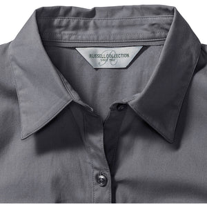 Russell Collection Womens/Ladies Roll-Sleeve 3/4 Sleeve Work Shirt (Zinc)