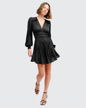 Load image into Gallery viewer, Shine Bright Ruched Mini Dress - Black