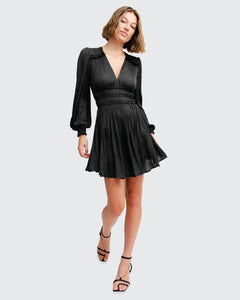 Shine Bright Ruched Mini Dress - Black