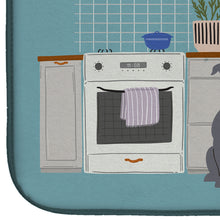 Load image into Gallery viewer, 14 in x 21 in Blue Staffordshire Bull Terrier Kitchen Scene Dish Drying Mat