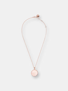 Medium Stone Disc Pendant Necklace - Golden Rose/Pink Cultured Pearl