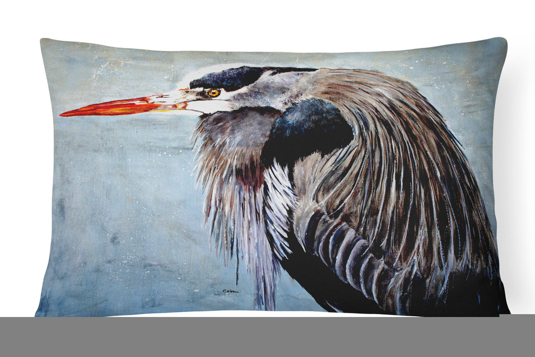 12 in x 16 in  Outdoor Throw Pillow Blue Heron Canvas Fabric Decorative Pillow