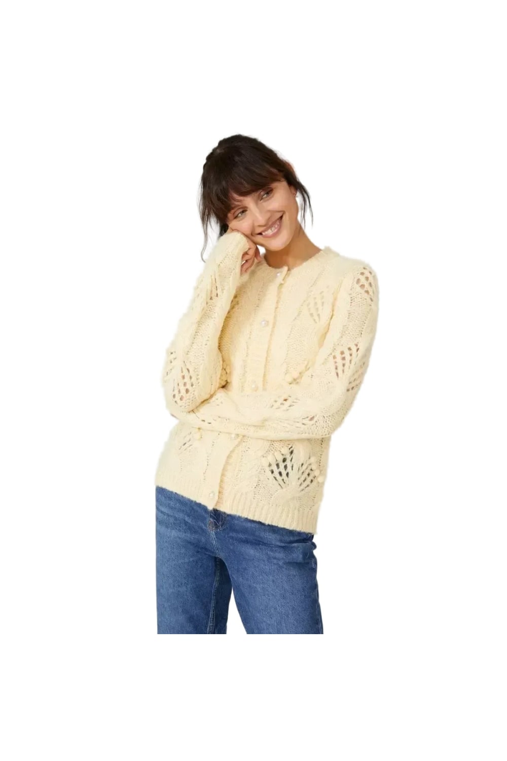 Womens/Ladies Cable Chunky Knit Cardigan