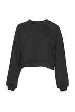 Load image into Gallery viewer, Bella + Canvas Womens/Ladies Raglan Crop Sweatshirt (Dark Grey Heather)