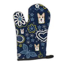 Load image into Gallery viewer, Blue Flowers Sable Corgi Oven Mitt