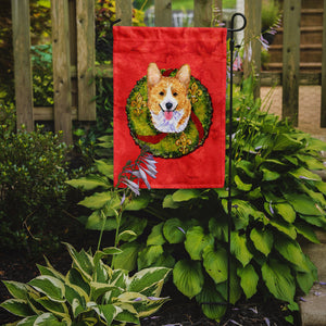 Corgi Cristmas Wreath Garden Flag 2-Sided 2-Ply