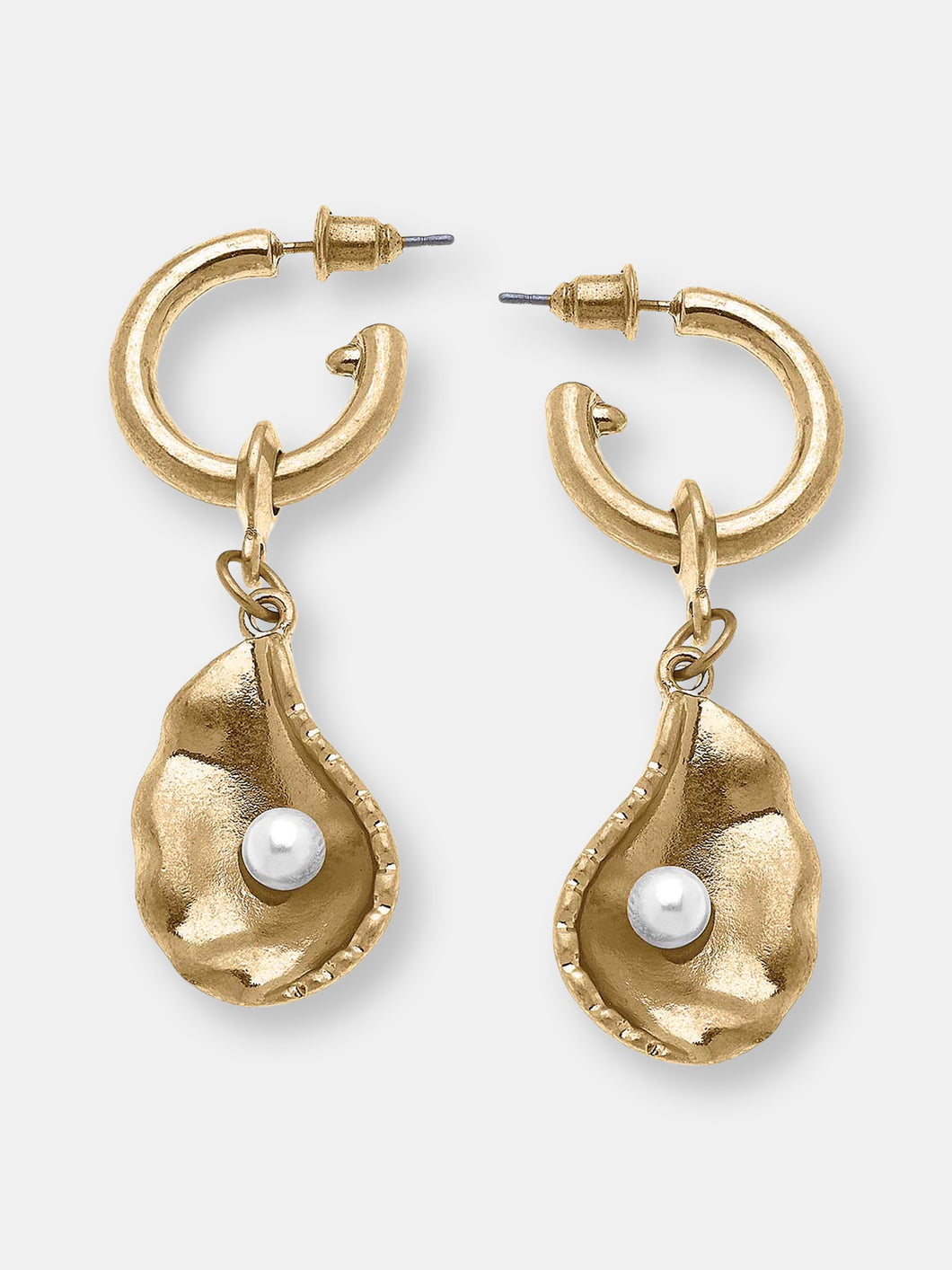 Oyster with Pearl Drop Hoop Earrings