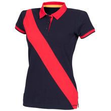 Load image into Gallery viewer, Front Row Womens/Ladies Diagonal Stripe House Slim Fit Polo Shirt (Navy/ Red)