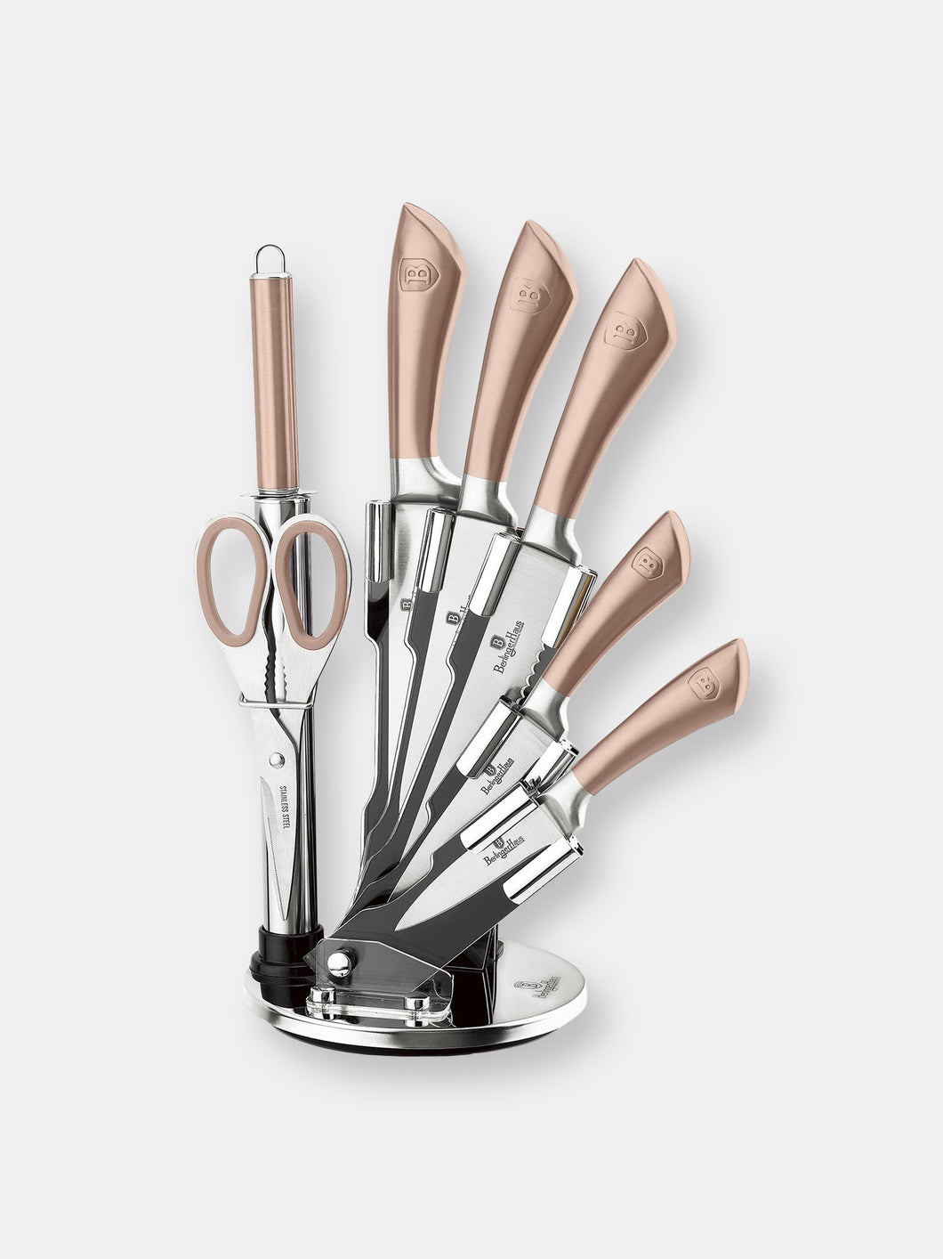 8-Piece Knife Set with Acrylic Stand Rose Gold Collection