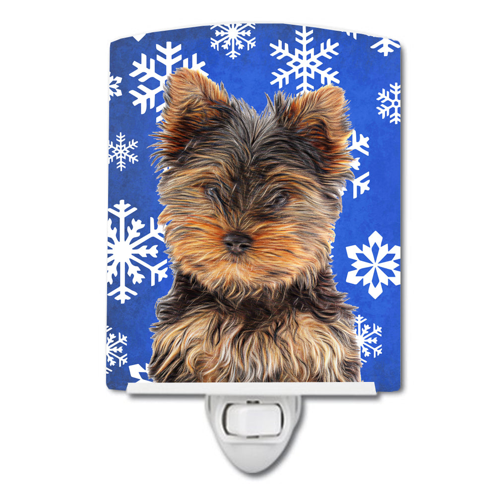 Winter Snowflakes Holiday Yorkie Puppy / Yorkshire Terrier Ceramic Night Light