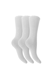 Childrens Boys Cotton Rich Knee High Socks With Elastane (Pack Of 3) (White)