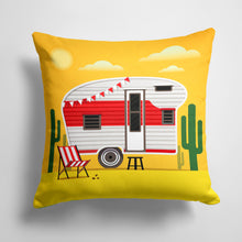 Load image into Gallery viewer, 14 in x 14 in Outdoor Throw PillowGreatest Adventure Retro Camper Desert Fabric Decorative Pillow