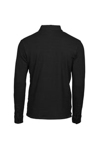 Tee Jays Mens Long Sleeve Fashion Stretch Polo (Black)