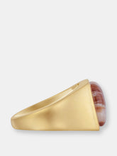 Load image into Gallery viewer, Red Lace Agate Iconic Stone Signet Ring in 14K Yellow Gold Plated Sterling Silver
