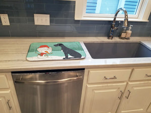 14 in x 21 in Black Great Dane and Snowman Christmas Dish Drying Mat