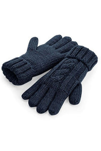 Unisex Cable Knit Melange Gloves - Navy