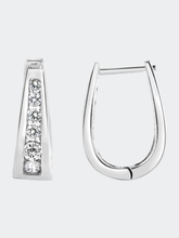 Load image into Gallery viewer, 14k White Gold 1/2 Cttw Channel Set Round Brilliant Diamond Huggy Hoop Earrings