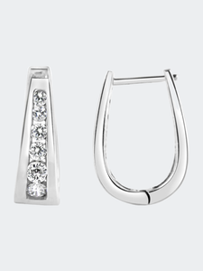 14k White Gold 1/2 Cttw Channel Set Round Brilliant Diamond Huggy Hoop Earrings