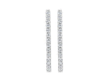 Load image into Gallery viewer, 14K White Gold 2.0 Cttw Round Brilliant Cut Diamond Oblong Hinged Leverback Hoop Earrings
