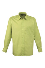Load image into Gallery viewer, Premier Mens Long Sleeve Formal Plain Work Poplin Shirt (Lime)
