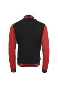 Build Your Brand Mens Sweat College Jacket (Black/Red)