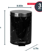 Load image into Gallery viewer, Faux Marble 3 Liter Step Waste Bin with Built-in Metal Handle, Black