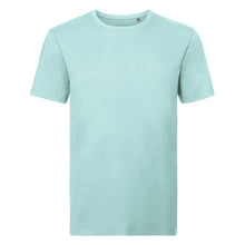 Load image into Gallery viewer, Russell Mens Organic Short-Sleeved T-Shirt (Aqua Blue)