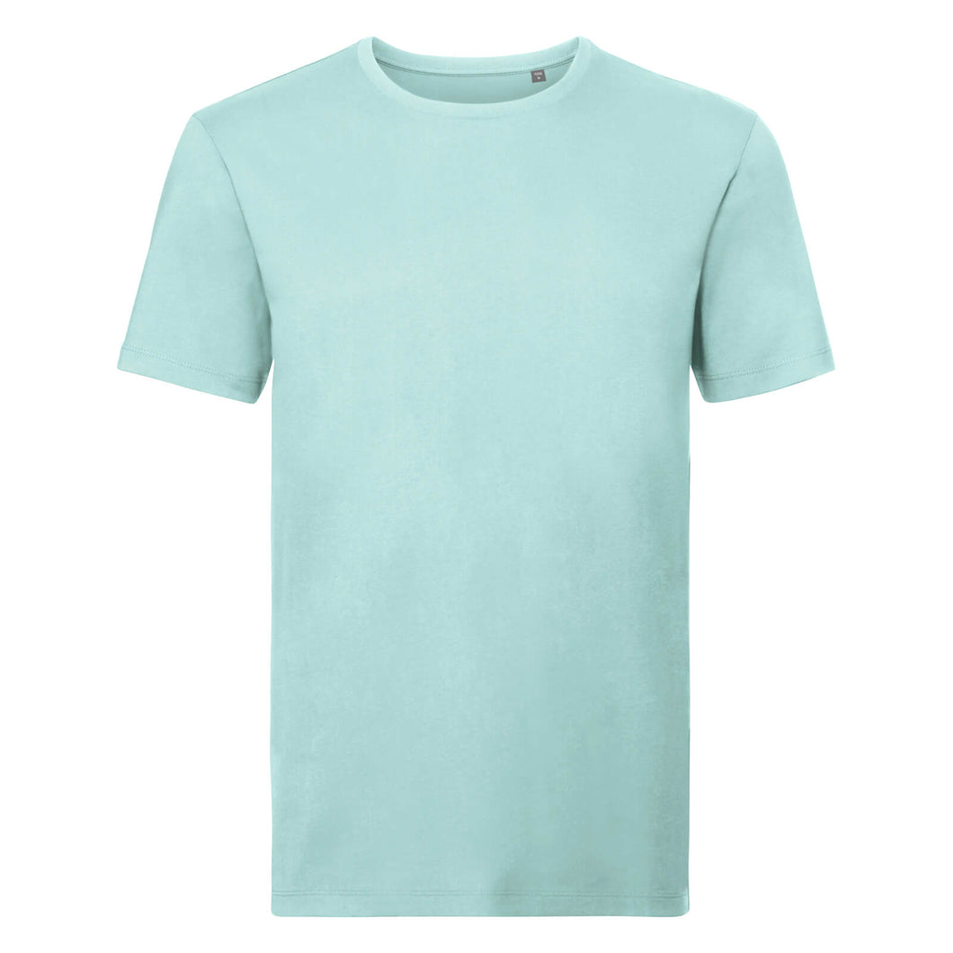Russell Mens Organic Short-Sleeved T-Shirt (Aqua Blue)