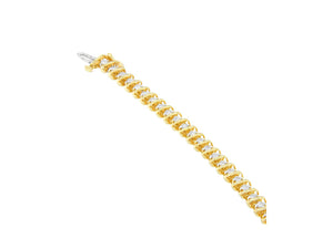 14K Yellow Gold Round Cut Diamond Spiral Link Bracelet