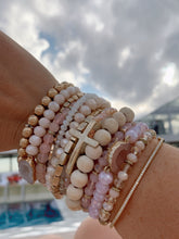 Load image into Gallery viewer, Pink Druzy and Crystal Beaded Stretch Bracelet