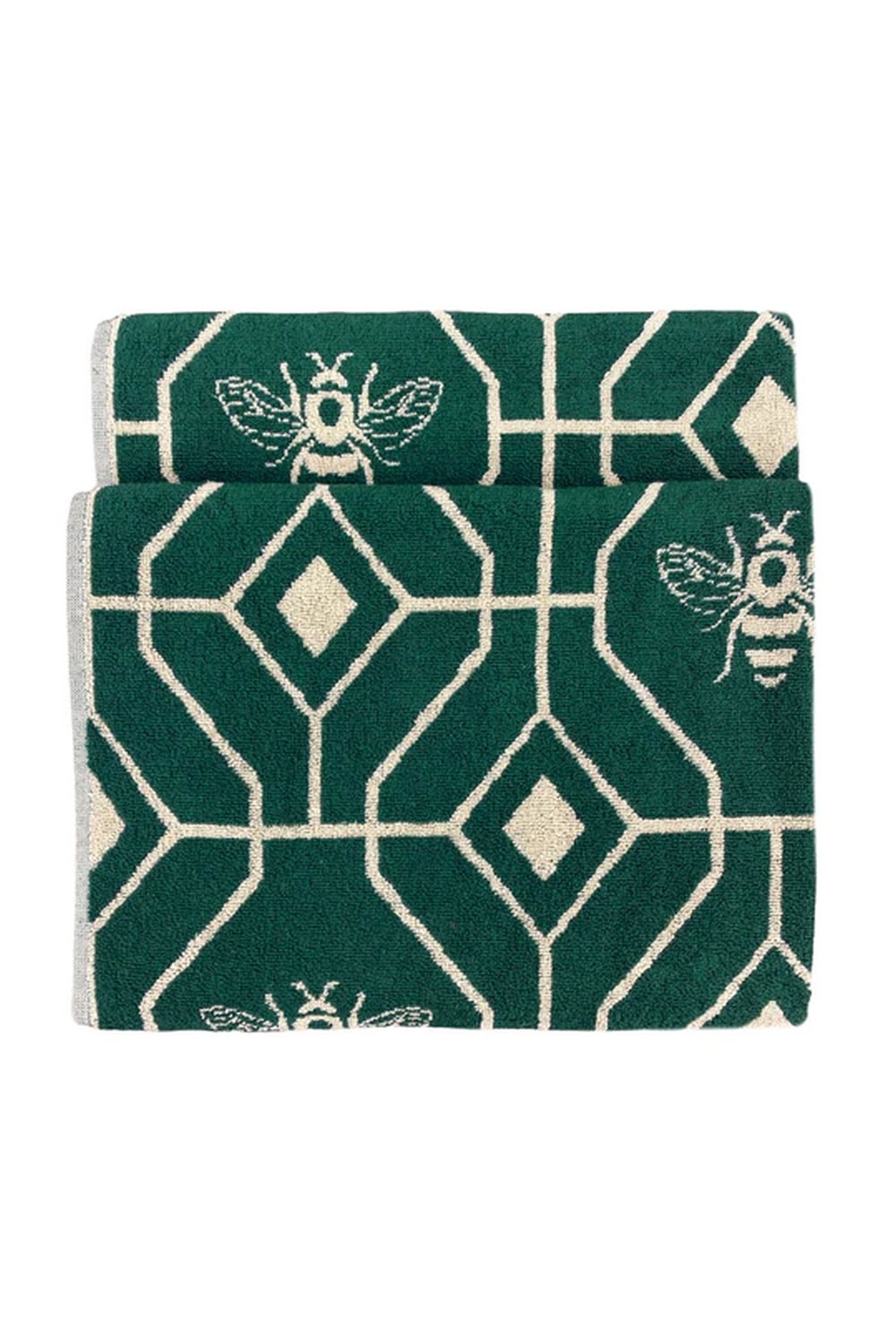 Bee Deco Geometric Jacquard Towel Set - Emerald
