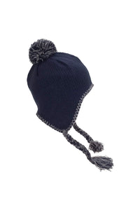 Beechfield Unisex Classic Tassel Peru Winter Hat (French Navy/Light Grey)