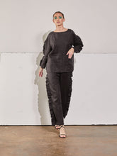 Load image into Gallery viewer, Black Linen Ruffle Pants