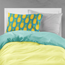 Load image into Gallery viewer, Pineapples on Teal Fabric Standard Pillowcase