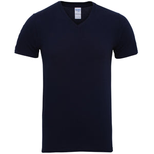 Gildan Adults Unisex Short Sleeve Premium Cotton V-Neck T-Shirt (Navy)