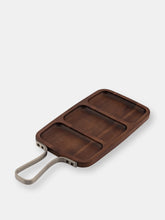 Load image into Gallery viewer, Acacia Wood Serving Board With 3 Sections &amp; Stainless Steel Handle